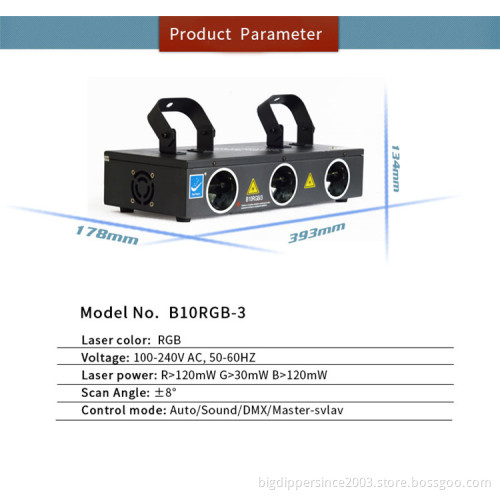 2020 NEW Big dipper RGB full color Three-eye Laser Light show equipment B10RGB/3